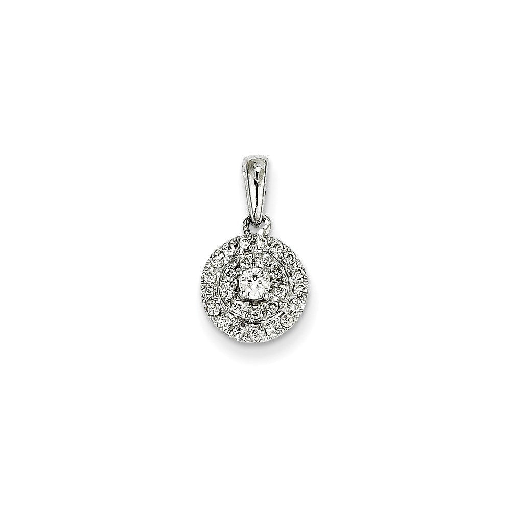14K Weißgold Anhänger mit echtem Diamant
