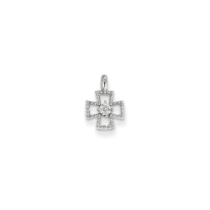 14K Weißgold Anhänger mit echtem Diamant
