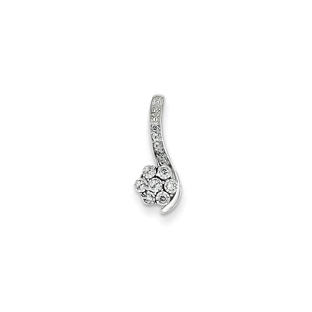 14K Weißgold Echter Diamant Gleitanhänger