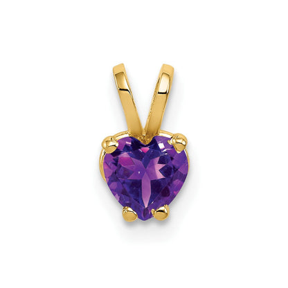 14K Gelbgold Herz-Anhänger mit 5-mm-Amethyst