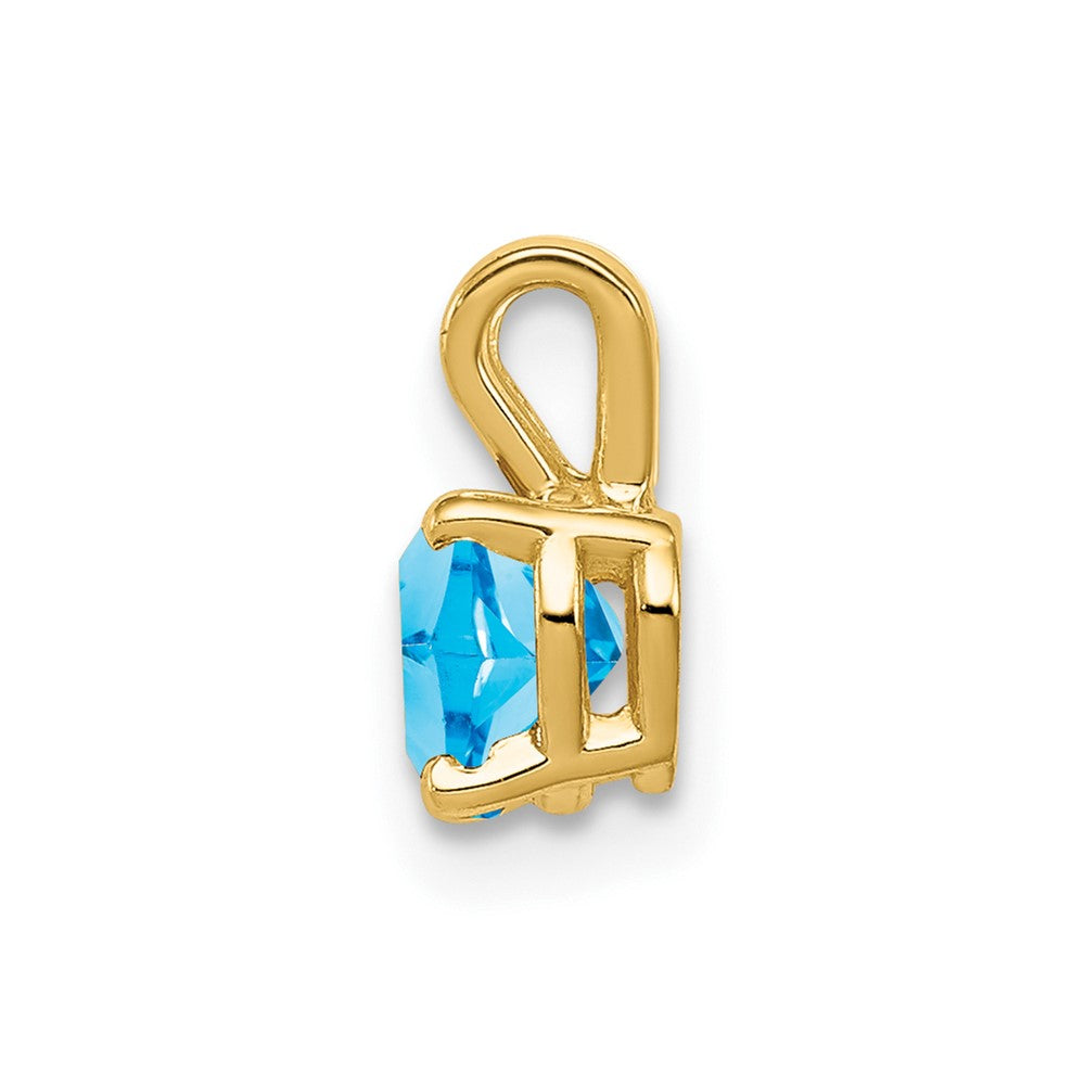 14K Gelbgold Herz-Anhänger mit 5 mm Blautopas