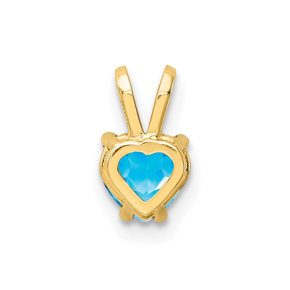 14K Gelbgold Herz-Anhänger mit 5 mm Blautopas