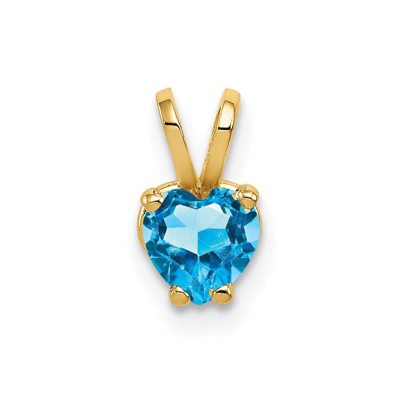 14K Gelbgold Herz-Anhänger mit 5 mm Blautopas