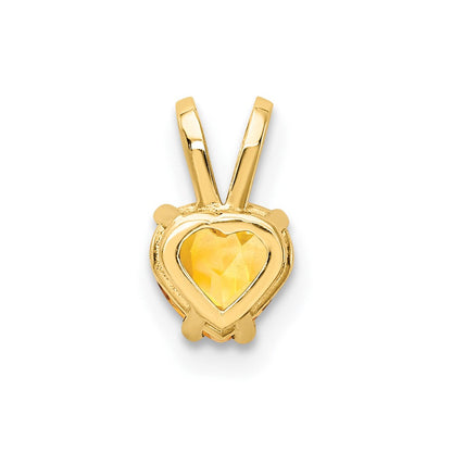 14K Gelbgold Herz-Anhänger mit Citrin, 5 mm