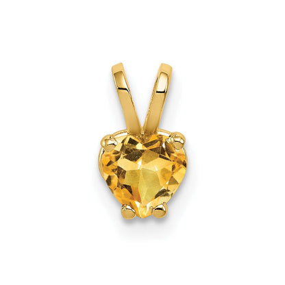 14K Gelbgold Herz-Anhänger mit Citrin, 5 mm