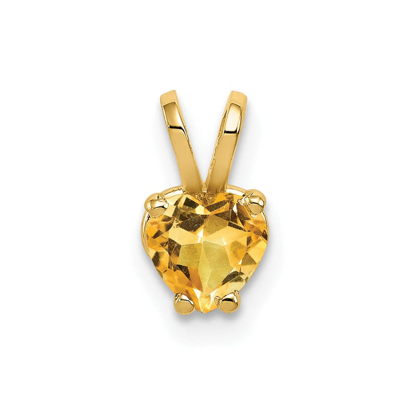 14K Gelbgold Herz-Anhänger mit Citrin, 5 mm