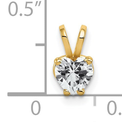 14K Gelbgold 5mm Herz Zirkonia Anhänger
