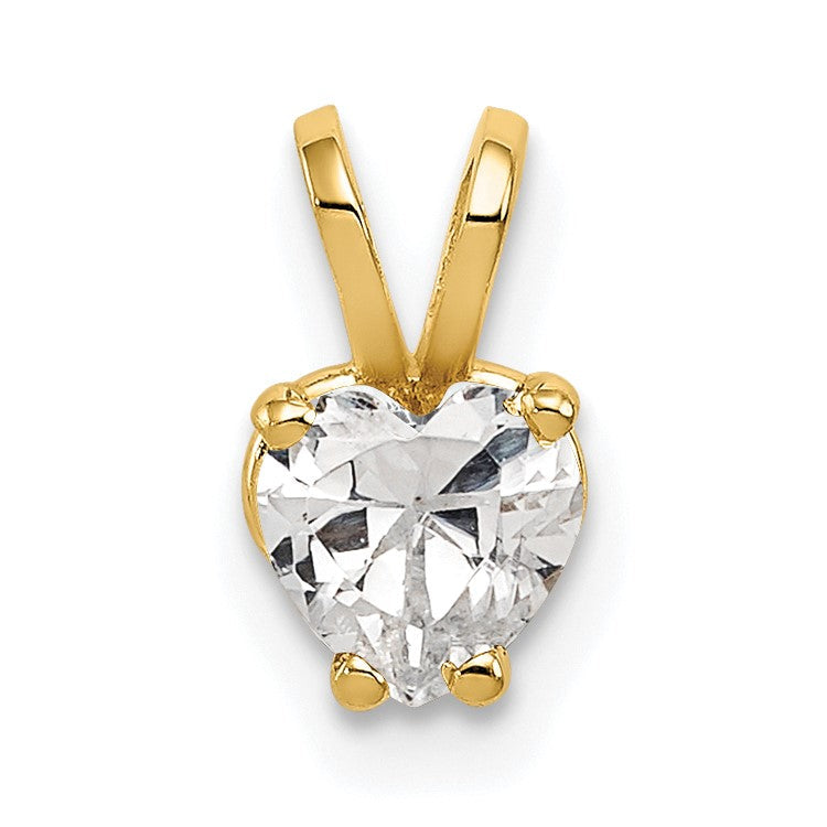 14K Gelbgold 5mm Herz Zirkonia Anhänger