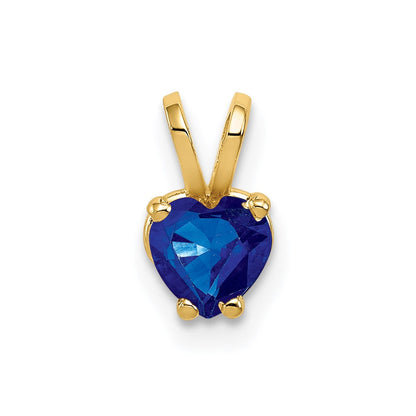 14K Gelbgold Herz-Anhänger mit Saphir, 5 mm