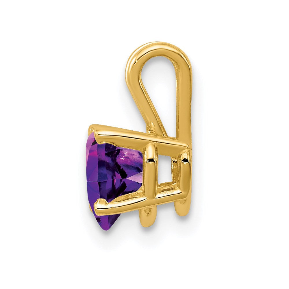 14K Gelbgold Herz-Anhänger mit 6 mm Amethyst