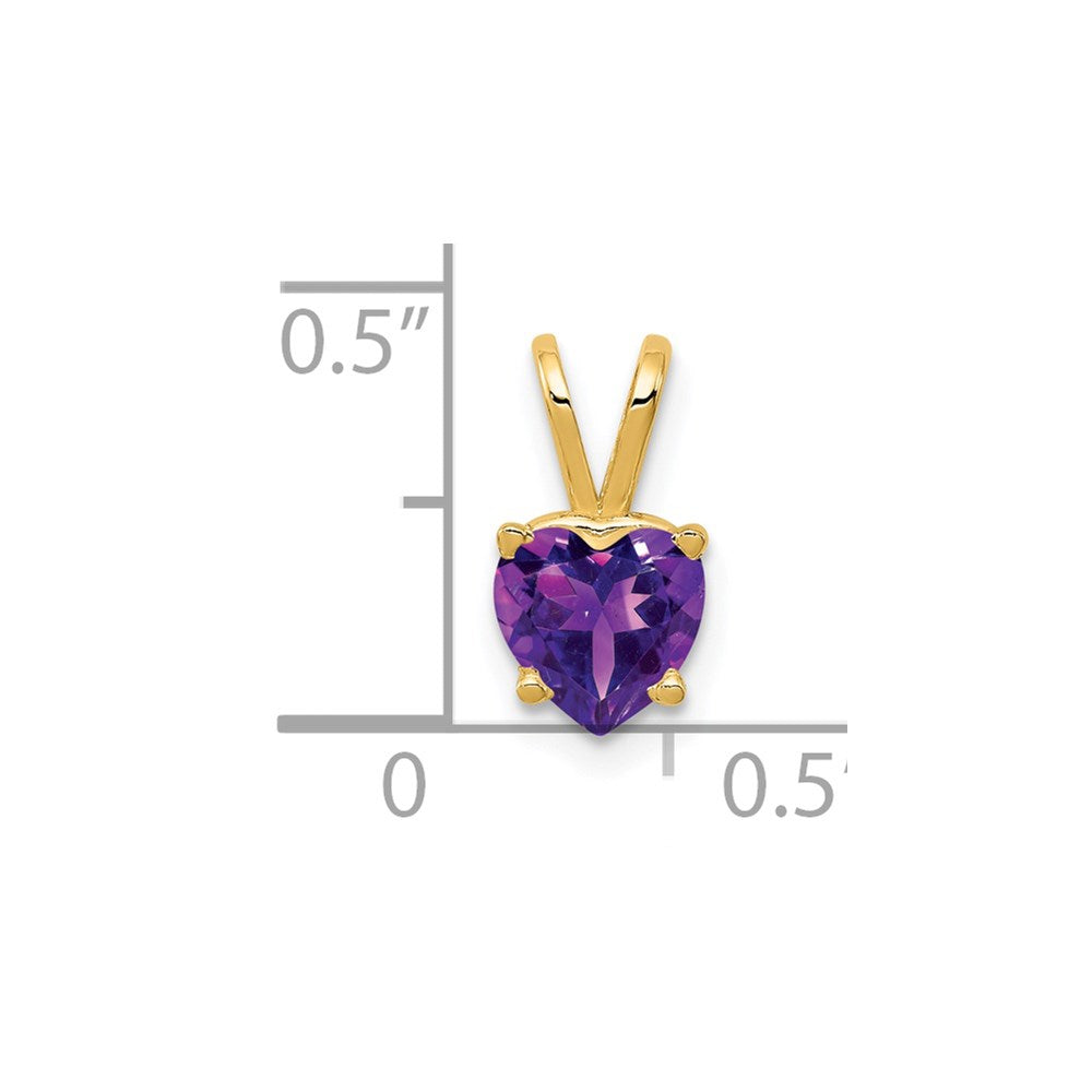 14K Gelbgold Herz-Anhänger mit 6 mm Amethyst