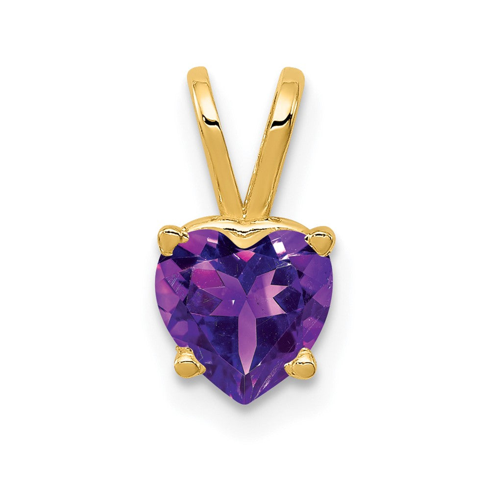 14K Gelbgold Herz-Anhänger mit 6 mm Amethyst