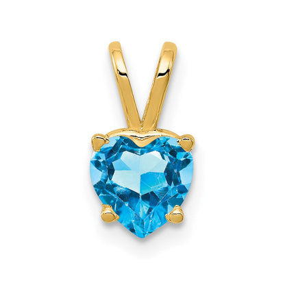 14K Gelbgold Anhänger mit 6-mm-Blautopas in Herzform