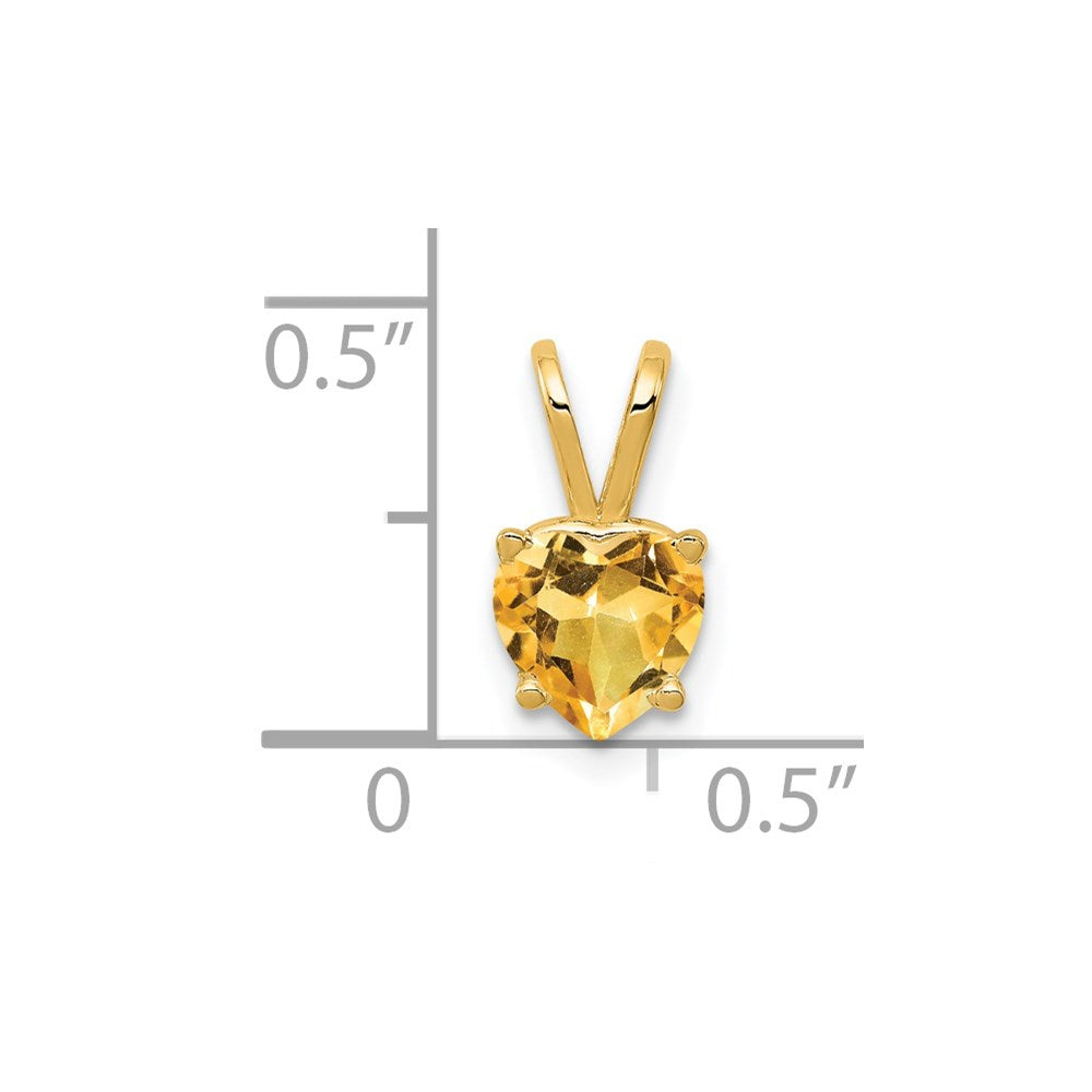 14K Gelbgold Herz-Citrin-Anhänger, 6 mm