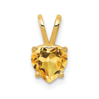 14K Gelbgold Herz-Citrin-Anhänger, 6 mm