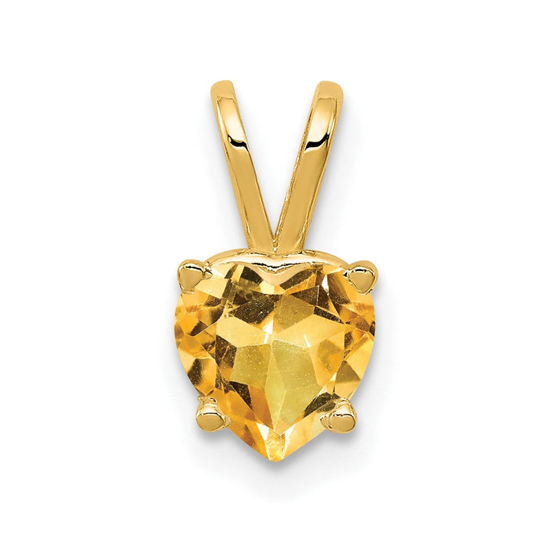 14K Gelbgold Herz-Citrin-Anhänger, 6 mm