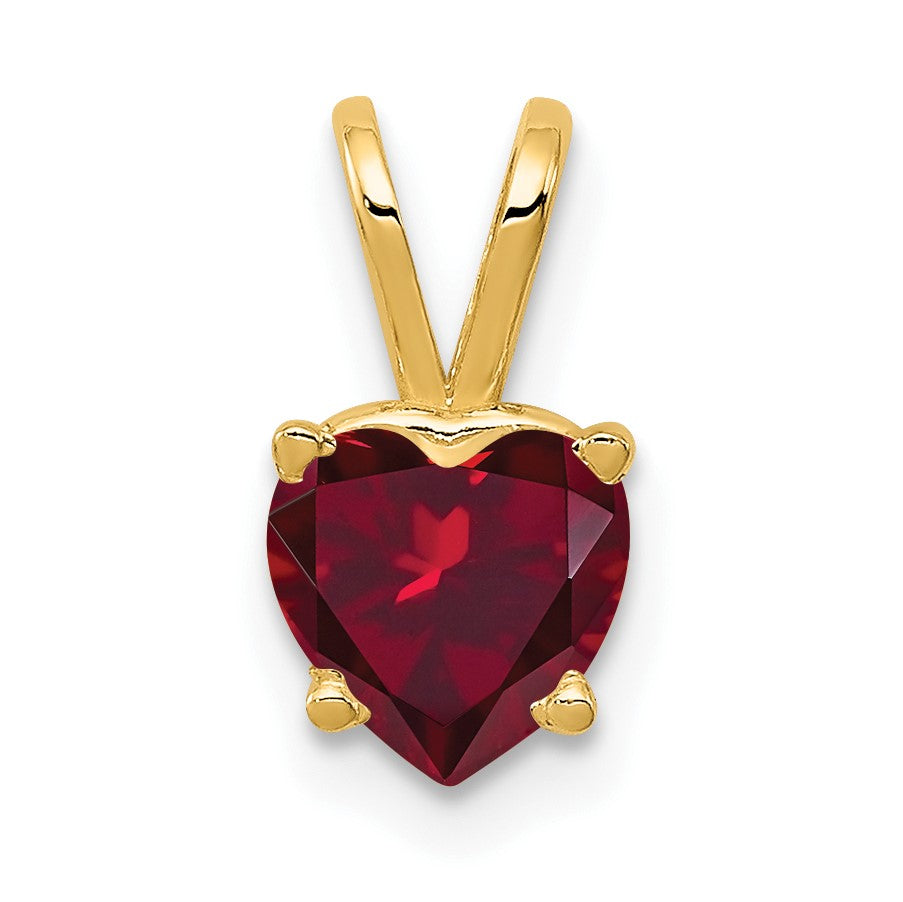 14K Gelbgold 6mm Herz Erzeugt Rubin Anhänger