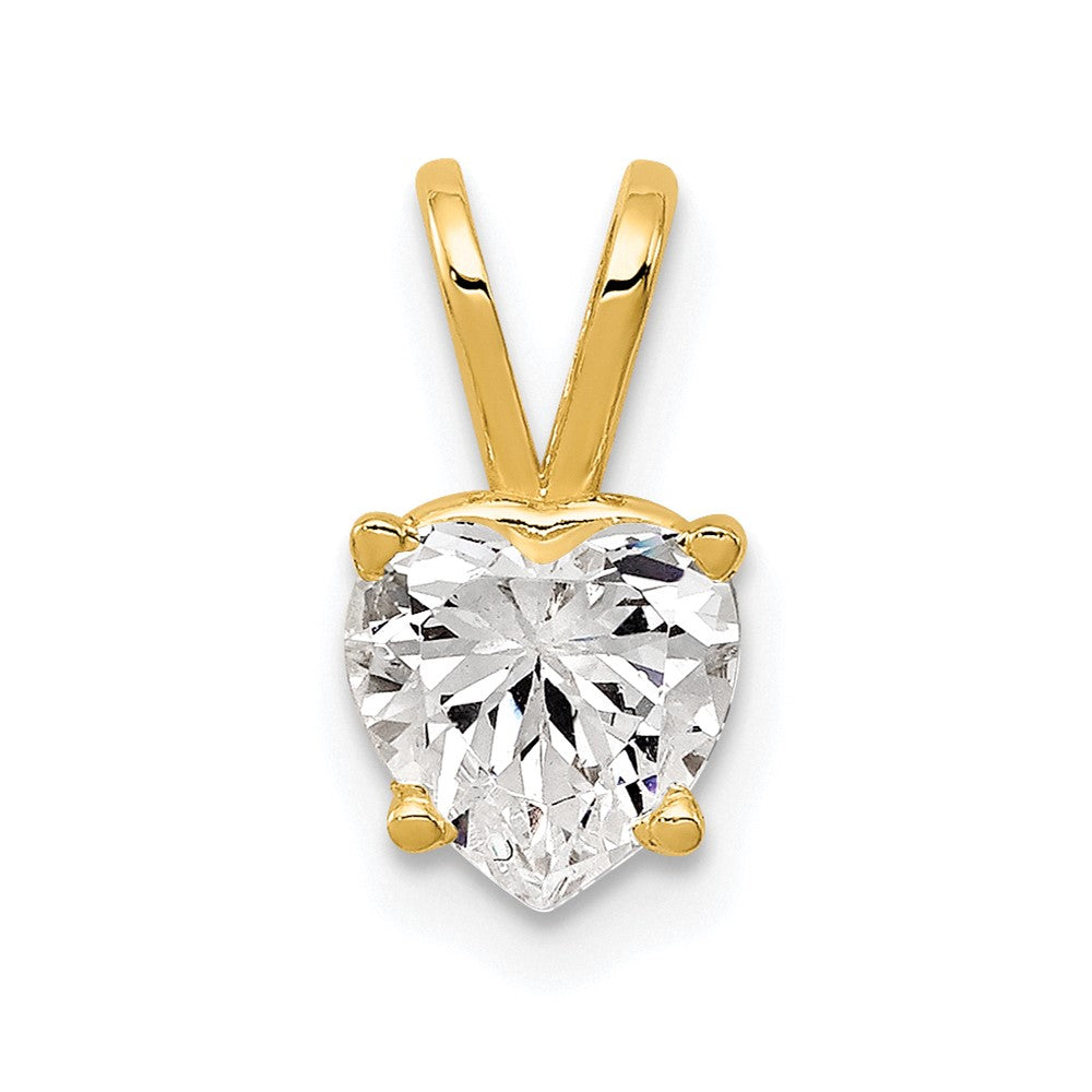 14K Gelbgold 6mm Herz Zirkonia Anhänger