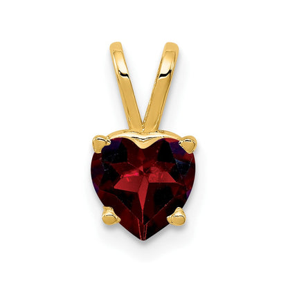 14K Gelbgold 6mm Herz-Granat-Anhänger