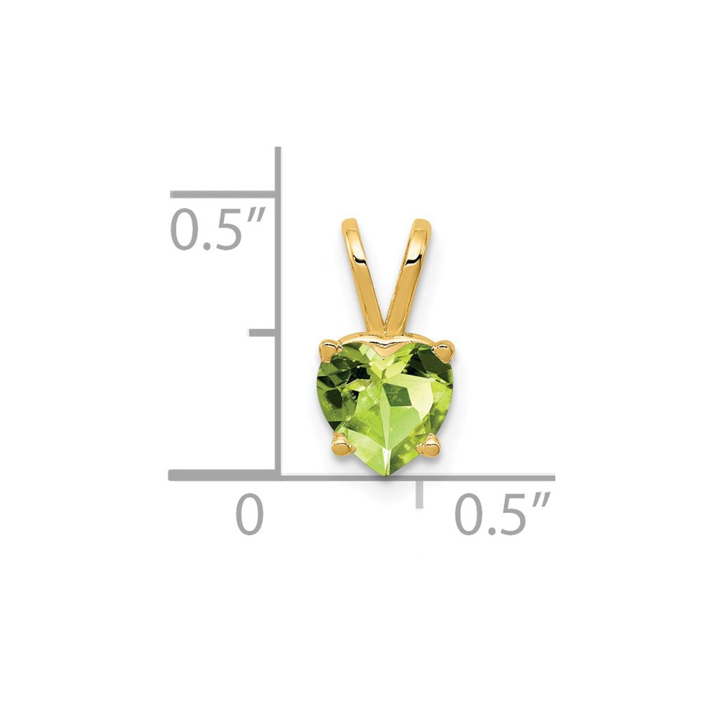14K Gelbgold Herz-Anhänger mit Peridot, 6 mm