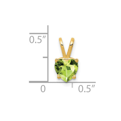 14K Gelbgold Herz-Anhänger mit Peridot, 6 mm