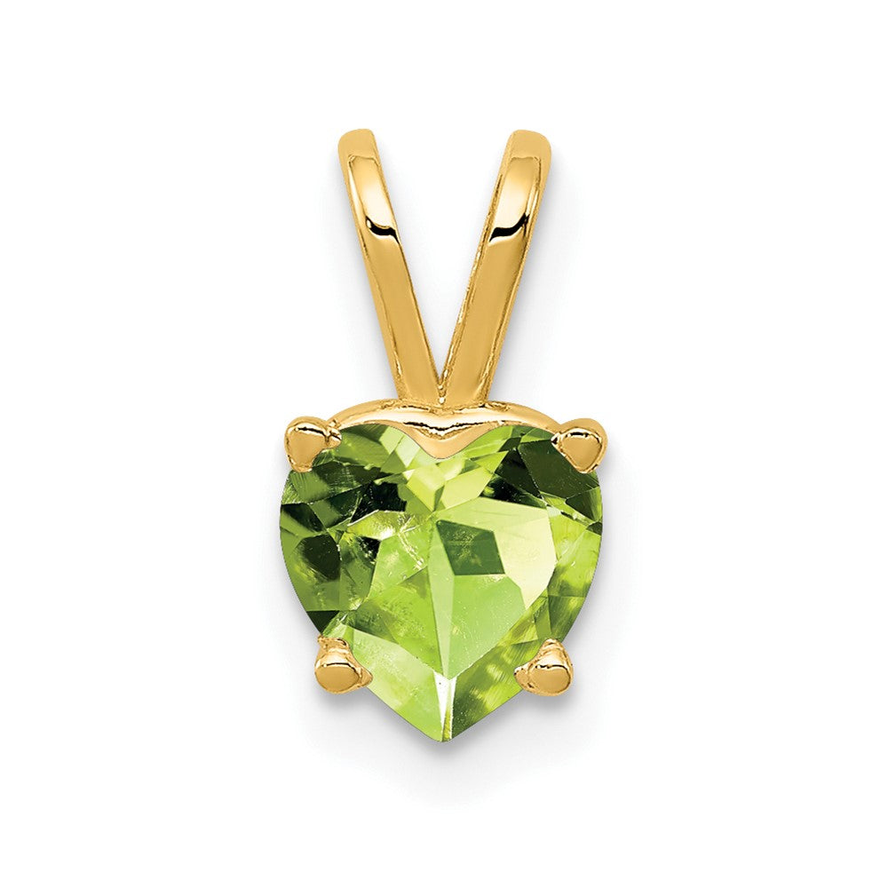 14K Gelbgold Herz-Anhänger mit Peridot, 6 mm