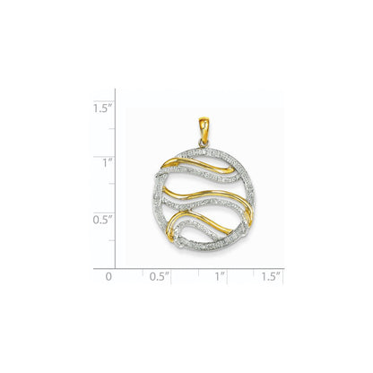 14K Gelbgold Kreis-Wirbel-Anhänger mit echten Diamanten