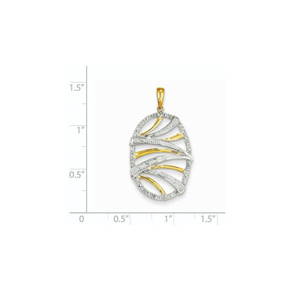 14K Gelbgold Ovaler Wirbel-Anhänger mit echten Diamanten