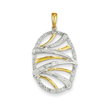 14K Gelbgold Ovaler Wirbel-Anhänger mit echten Diamanten