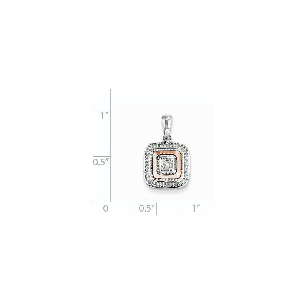 14K Weißgold & Roségold-Rhodiniert Echter Diamant Quadrat-Anhänger