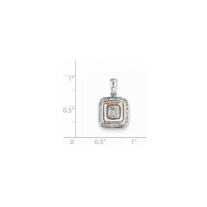 14K Weißgold & Roségold-Rhodiniert Echter Diamant Quadrat-Anhänger