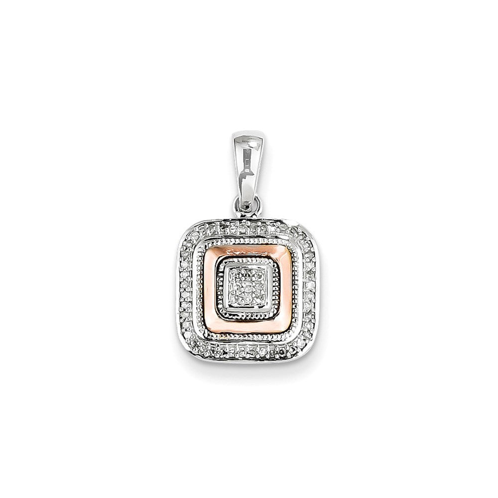 14K Weißgold & Roségold-Rhodiniert Echter Diamant Quadrat-Anhänger