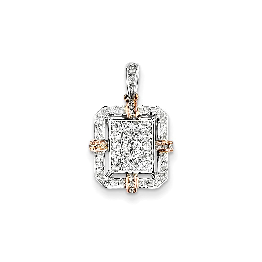 14K Bicolor Gold Anhänger mit echtem Diamant
