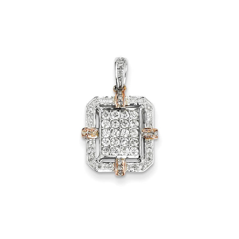 14K Bicolor Gold Anhänger mit echtem Diamant