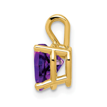 14K Gelbgold Herz-Anhänger mit Amethyst, 7 mm