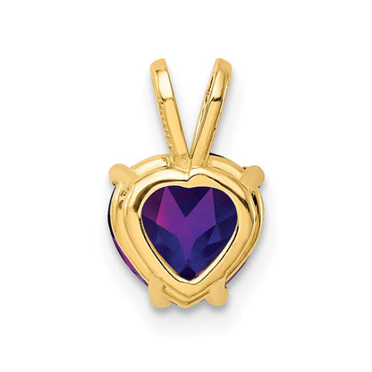 14K Gelbgold Herz-Anhänger mit Amethyst, 7 mm