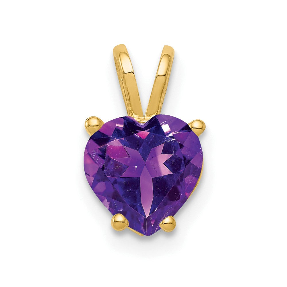 14K Gelbgold Herz-Anhänger mit Amethyst, 7 mm
