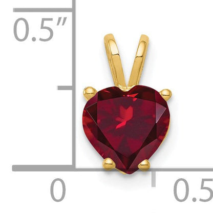 14K Gelbgold 7mm Herz Erzeugt Rubin Anhänger