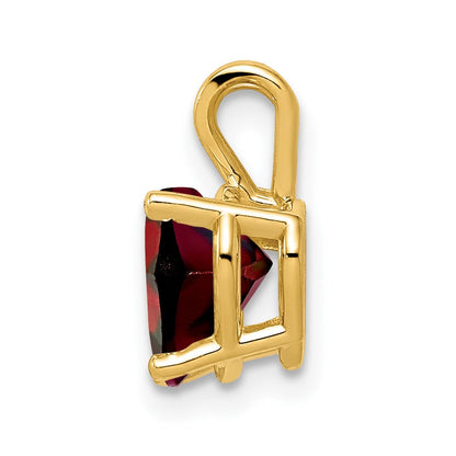 14K Gelbgold Herz-Anhänger mit Granat, 7 mm