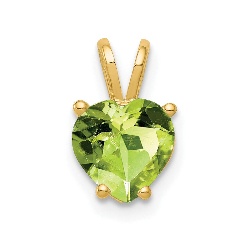 14K Gelbgold Herz-Anhänger mit Peridot, 7 mm