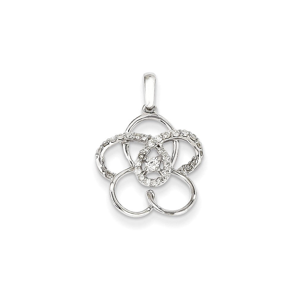 14K Weißgold Echtdiamant-Blumen-Anhänger