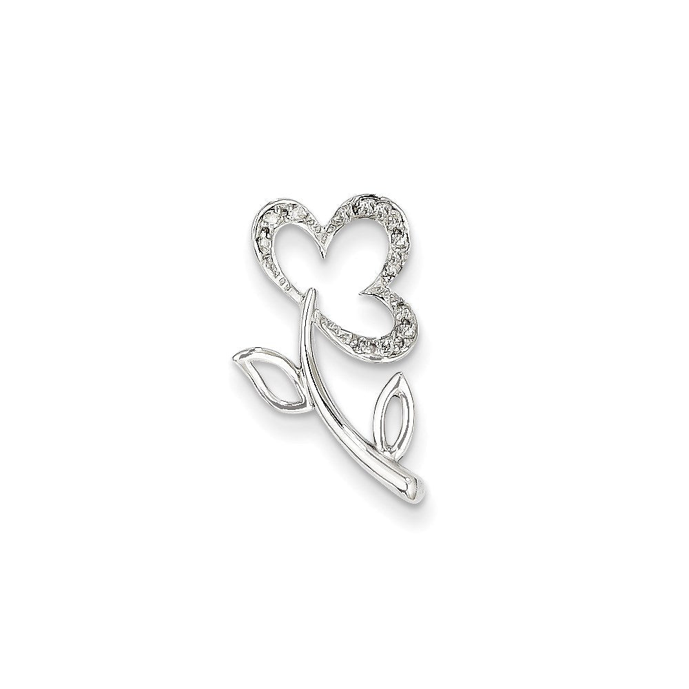 14K Weißgold Anhänger mit echtem Diamant