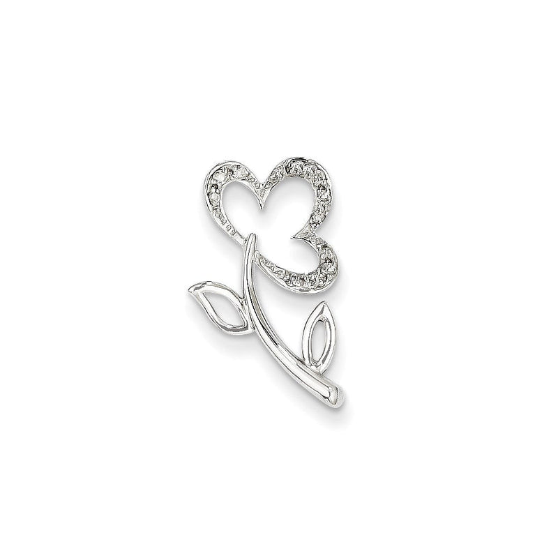 14K Weißgold Anhänger mit echtem Diamant