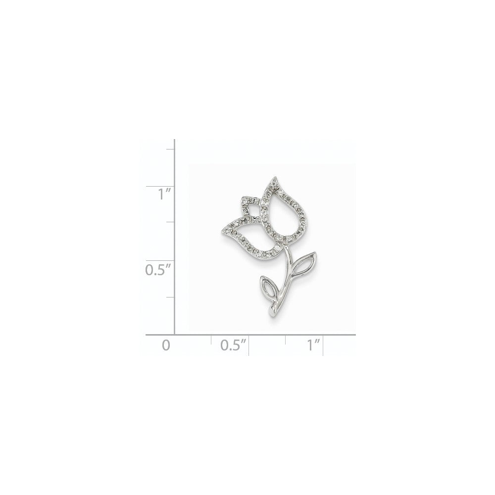 14K Weißgold & Echtdiamant-Tulpen-Gleitanhänger
