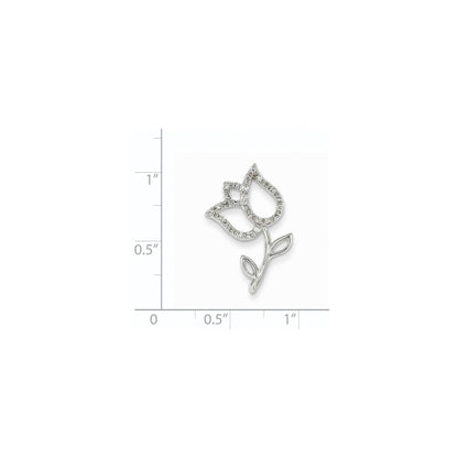 14K Weißgold & Echtdiamant-Tulpen-Gleitanhänger