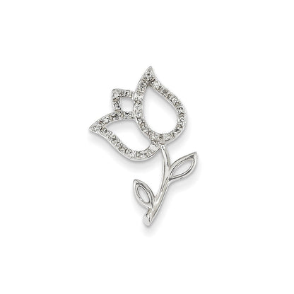 14K Weißgold & Echtdiamant-Tulpen-Gleitanhänger