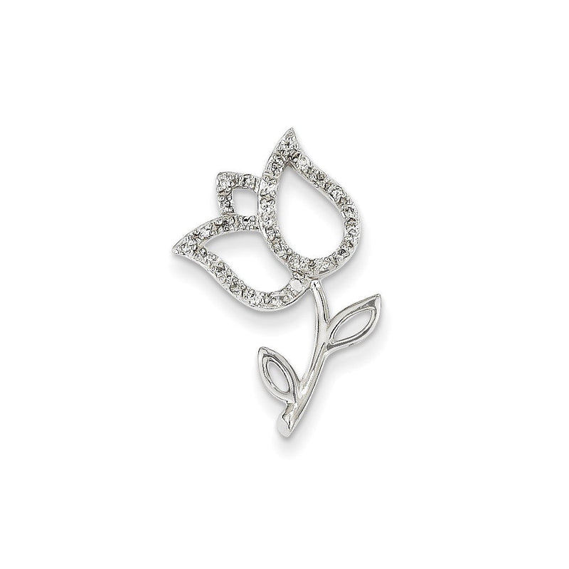 14K Weißgold & Echtdiamant-Tulpen-Gleitanhänger