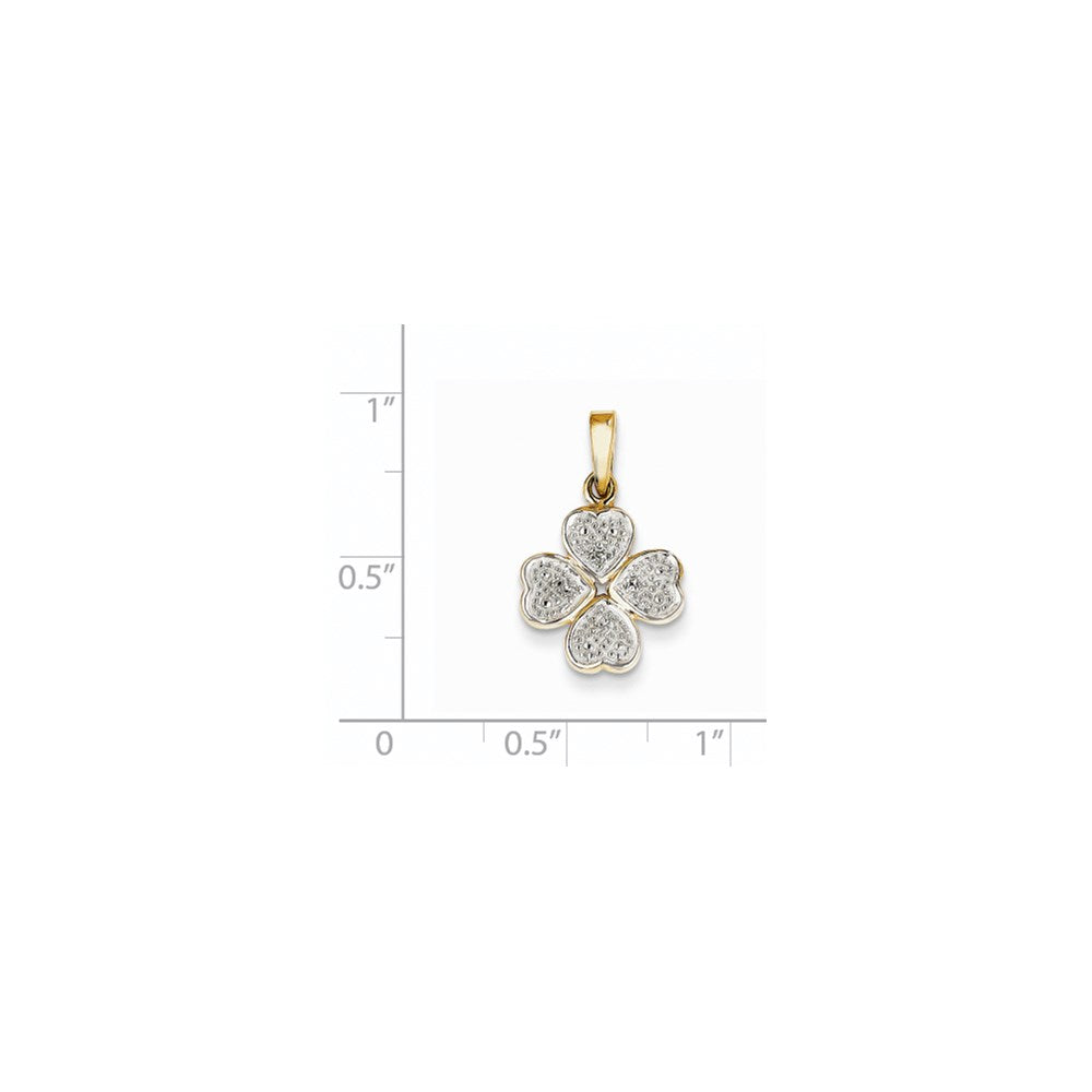 14K Gelbgold Herz-Klee-Anhänger mit echtem Diamant