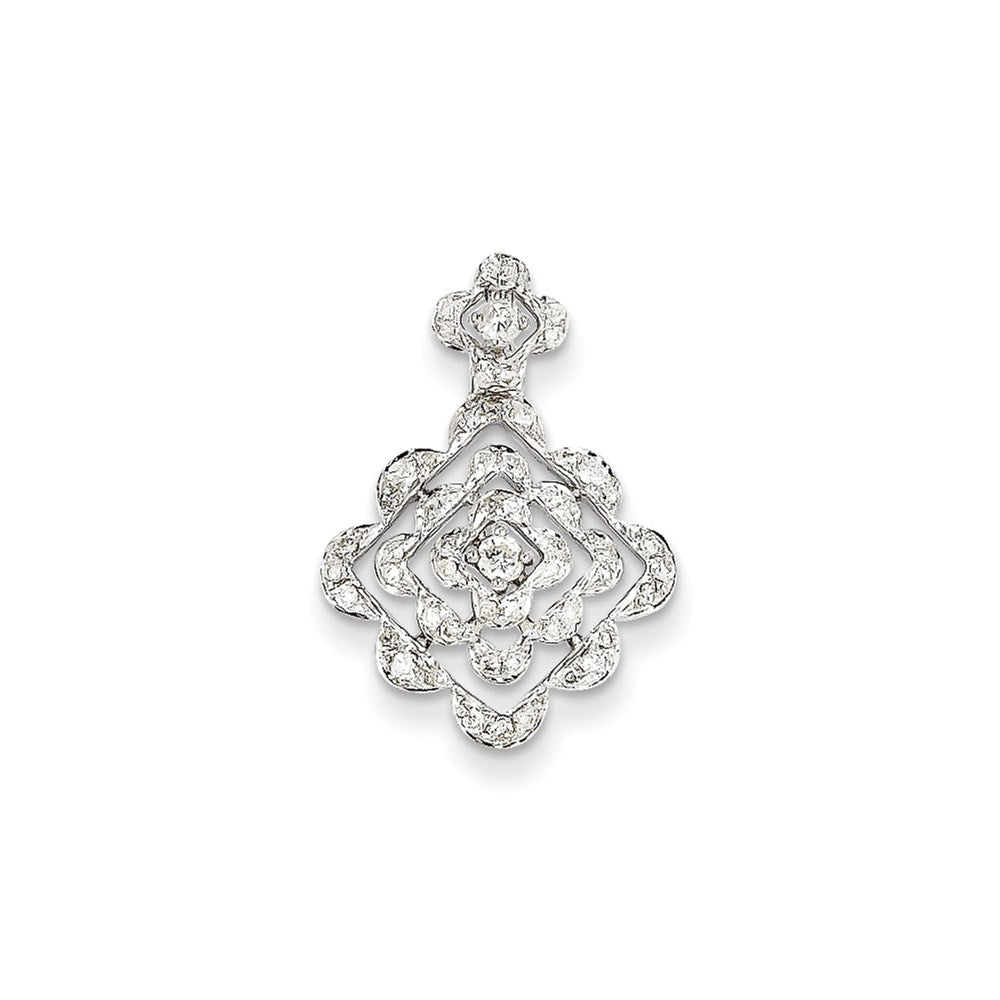 14K Weißgold Anhänger mit echtem Diamant, Gleitanhänger