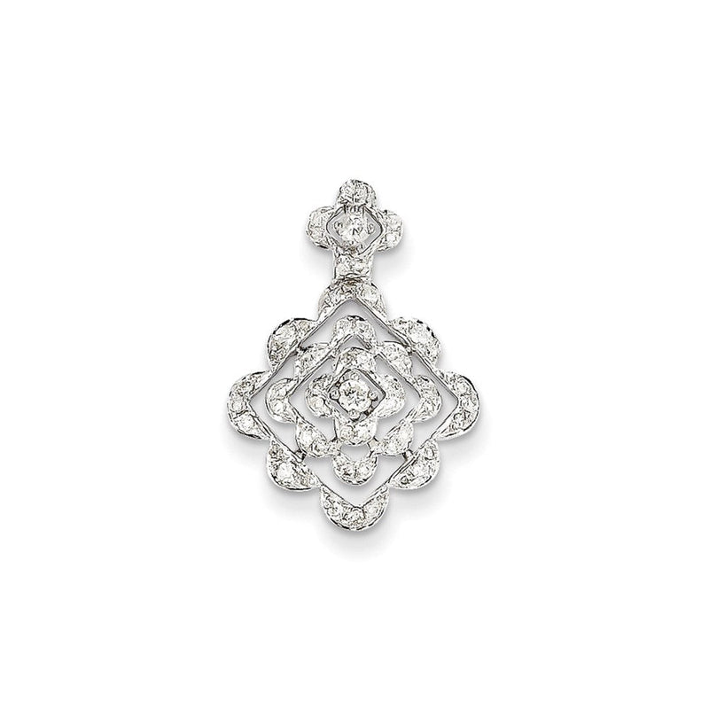 14K Weißgold Anhänger mit echtem Diamant, Gleitanhänger